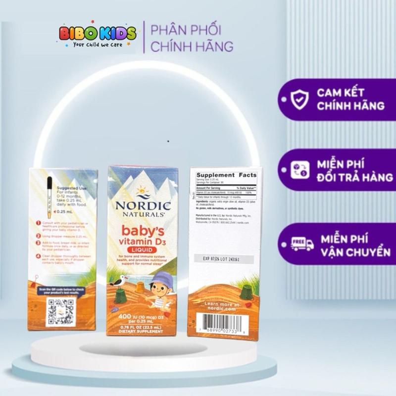  D3 Nordic Naturals Baby's Vitamin D3 Liquid - Bổ sung vitamin D3 thuần cho trẻ sơ sinh 