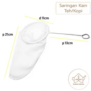 Saringan Thai Tea / Teh Tarik / Saringan Aceh / Filter Saringan Kopi / Thai Tea Strainer / Saringan Teh Kain Putih Gagang Stainless