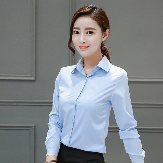 Áo Sơ Mi Trắng, Chuyên Nghiệp, Dành Cho Nữ, Dài Tay, Phong Cách Hàn Quốc, Ôm Sát, Thích Hợp Cho Bộ Đồ Làm Việc, Giảm Giá Số Lượng, Bán Hàng Trực Tiếp Từ Nhà Máy 2