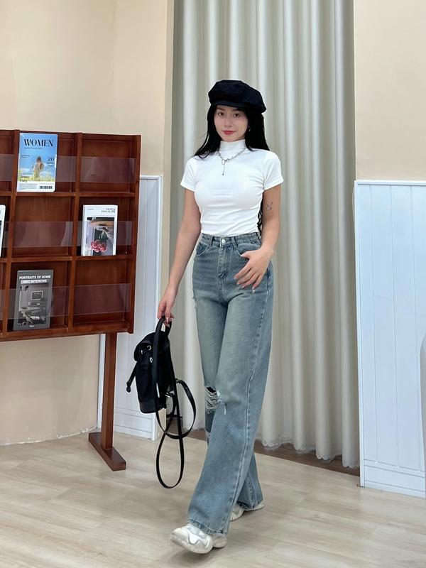 Product Introduction of Quần jean rách ống suông phong cách - Quanjeanrach9301_P11K10 Nữ Women 5