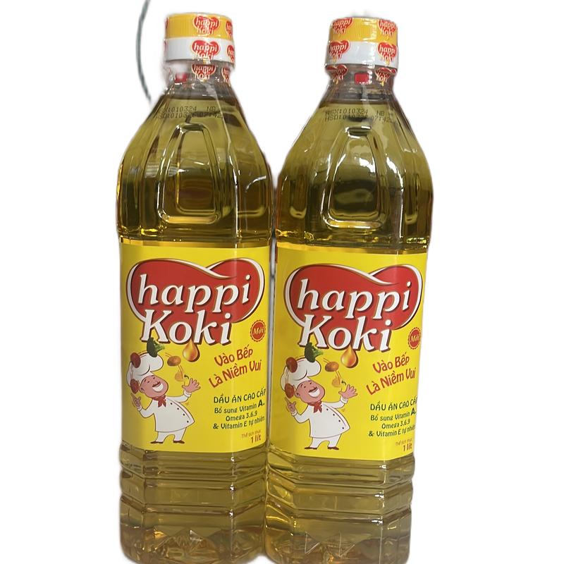 Combo 2 chai dầu ăn happy koki mỗi chai 1 lít .Dầu ăn cao cấp  Bổ sung vitamin A Omega 3,6,9 và  vitamin E tự nhiên tốt cho chiên xào. Dầu ăn chai 1 lít haidangdoo Nho bot giac shortening bột tổng dầu  ăn dầu  ăn cooking  oil dầu  ăn