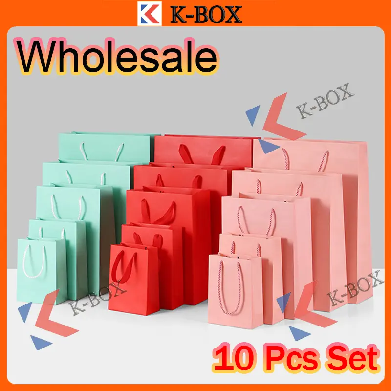 【K-BOX】Kraft Paper Bag Plain Rope Handle Hand bag Gift Bag Paperbag per 10pcs set