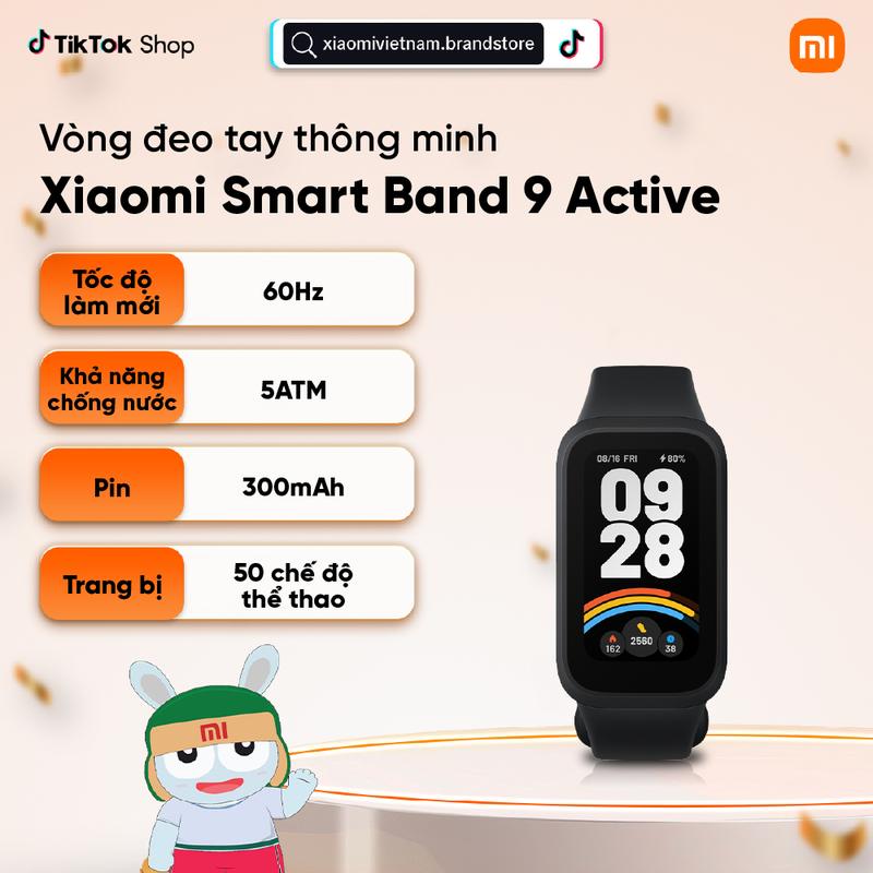 Vòng đeo tay thông minh Xiaomi Smart Band 9 Active - Màn hình TFT 1,47 inch - Pin lên đến 18 ngày