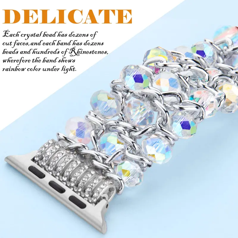 Shiny Bead Replacement Band, Faux Pearl Decor Watch Band, Watch Band for Apple Watch, Wearable Accessories for Apple Watch Ultra Series SE 9 8 7 6 5 4 3 2 1 2
