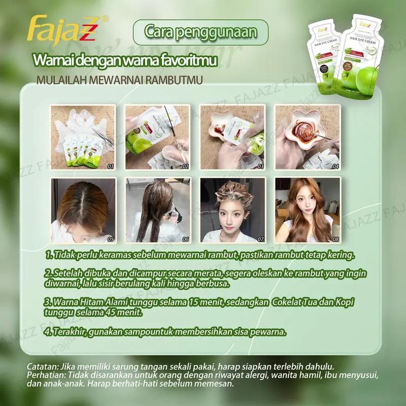 【FAJAZZ/150ML+Masker rambut gratis】Pewarna rambut gelembung, pewarna rambut tanaman, tidak berbahaya bagi rambut 5