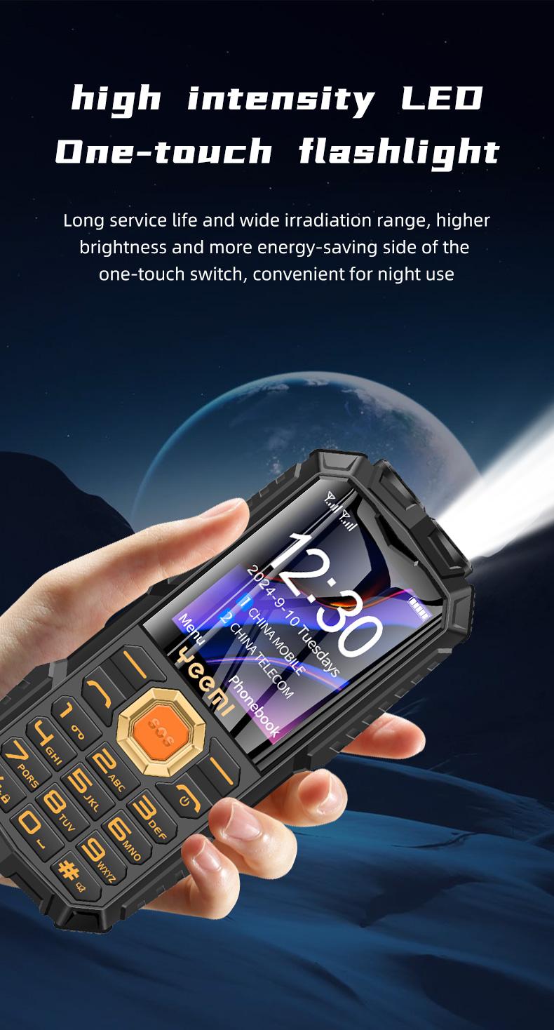 Product Introduction of Yeemi Q7 + điện thoại tính năng 4G chống nước chắc chắn 1.77 inch loa lớn đèn led pin 16800mAh sạc dự phòng điện thoại di động SOS 23