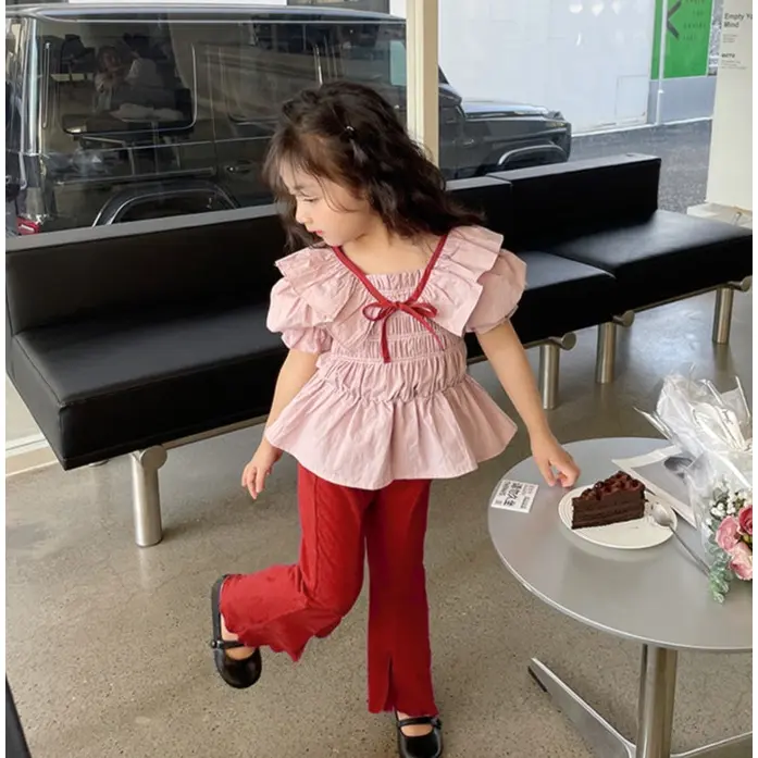 BABYHOKI STORE Usia 7 8 9 10 Tahun Baju Anak Tanggung Cewek [363620] - Setelan Blouse Lengan Balon Anak Perempuan - Motif Plain Rubber 6