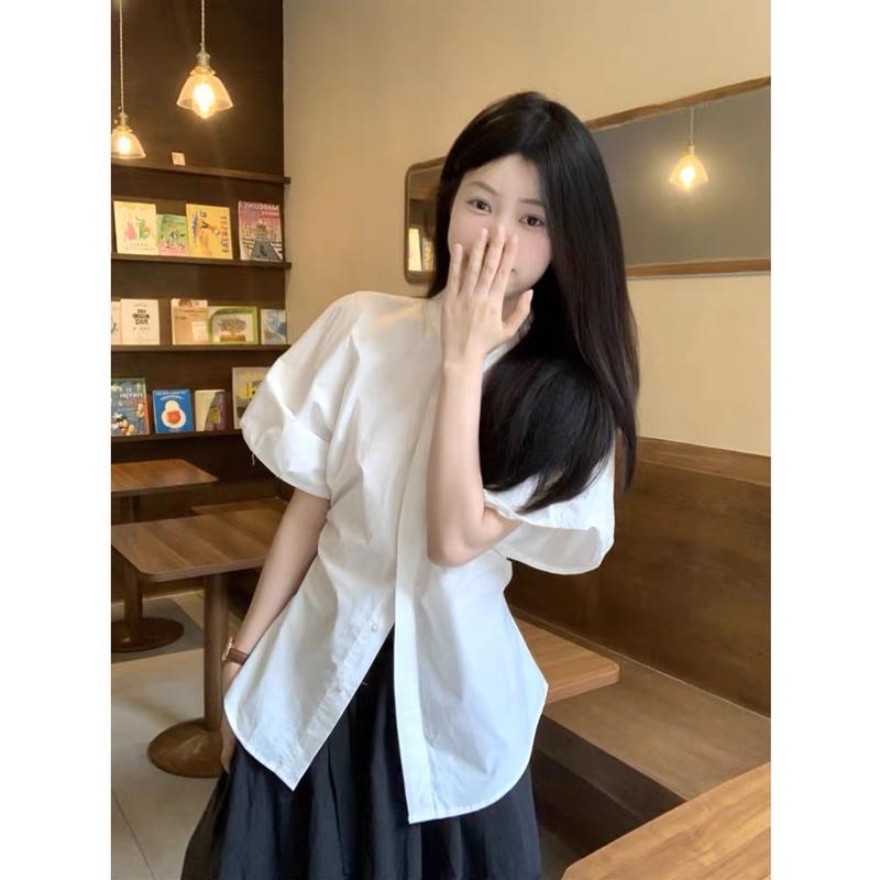 Áo Sơ mi nữ cộc tay dây buộc eo chất vải thô đũi đủ màu - M36