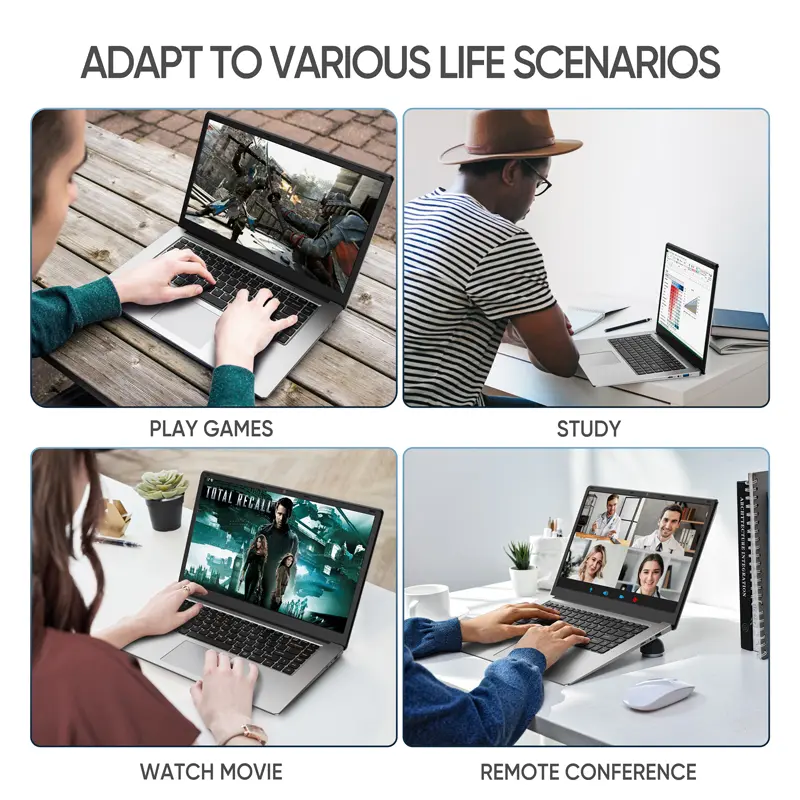 AMOLI  [2024 Baru] Laptop baru asli 15,6‘’ Layar IPS HD intel J4015 RAM 8GB + SSD 256GB lengkap Instal WINDOWS 11 +Office secara gratis Menduku Murah dan portabel laptop 5