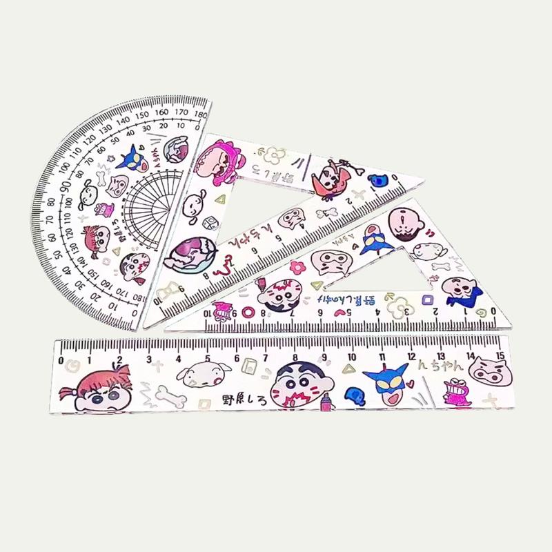 Set Thước Kẻ Cute K194 Bộ Eke, Thước Đo Góc, Thước Thẳng Linh Hoạt Vẽ Hình Kẻ Bảng Cho Học Sinh