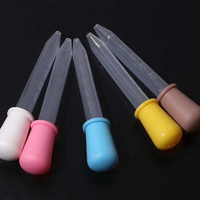 Product Introduction of Random Color Silicone Liquid Dropper, 5 Counts Liquid Transfer Dropper, Anti Choking Eating Medicine Dropper for Indoor & Outdoor, Glass Pipette 7