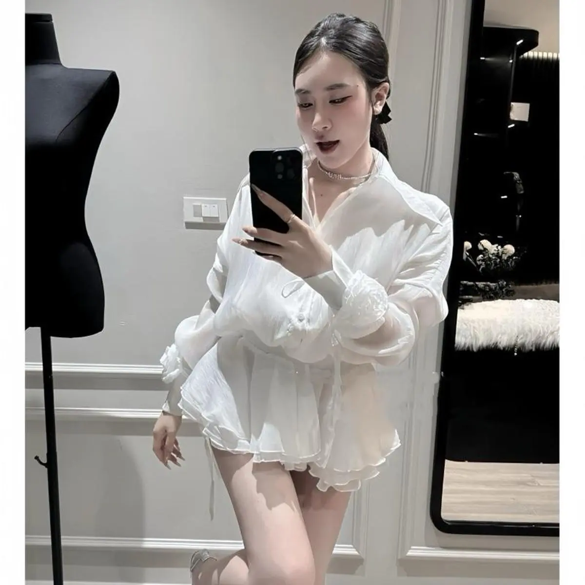 Đầm thiết kế tiểu thư chất tơ cao cấp phối tay hoa chân xoè, Váy tơ hoa 2 lớp hot hit nữ tính dịu dàng đi chơi đi tiệc váy tay vay mactet Voi Nhung
