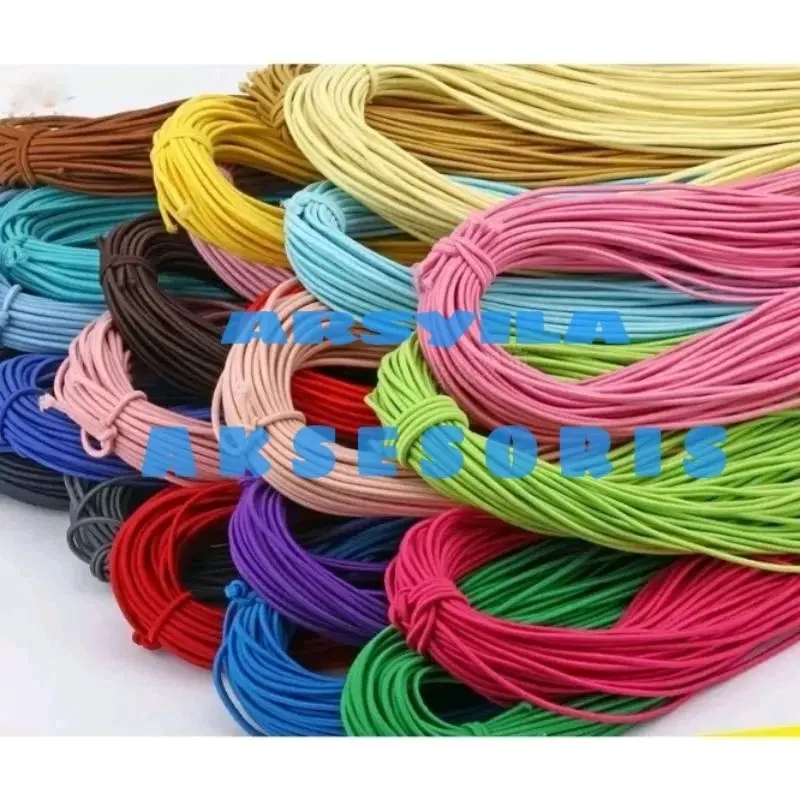 Tali Karet Elastis Bulat Bahan Craft Untuk Membuat Kalung Dan Gelang - 11/12 Meter, Diameter 1 Mm