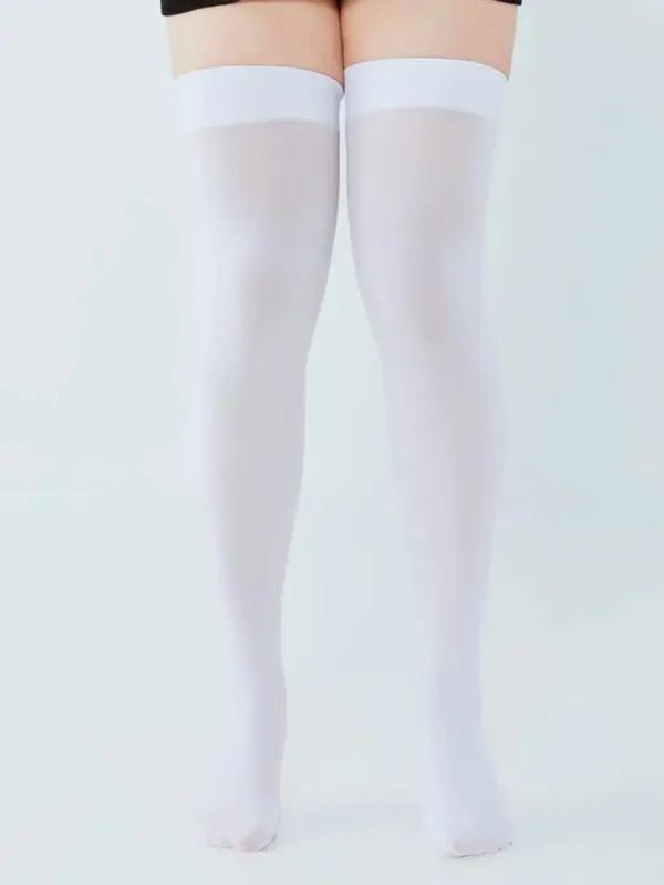 Women's Plus Size Solid Over The Knee Socks, 1 Pair Casual Comfy Breathable Socks for Daily Outdoor Wear, Ladies Socks for All Seasons 8