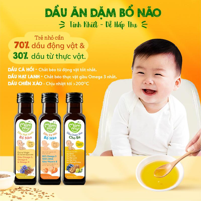 [Date 11/2026] Set 3 dầu ăn dặm bổ não Mămmy(dầu cá hồi-dầu hạt lanh-dầu Olive 30ml) hoặc chai 100ml 1