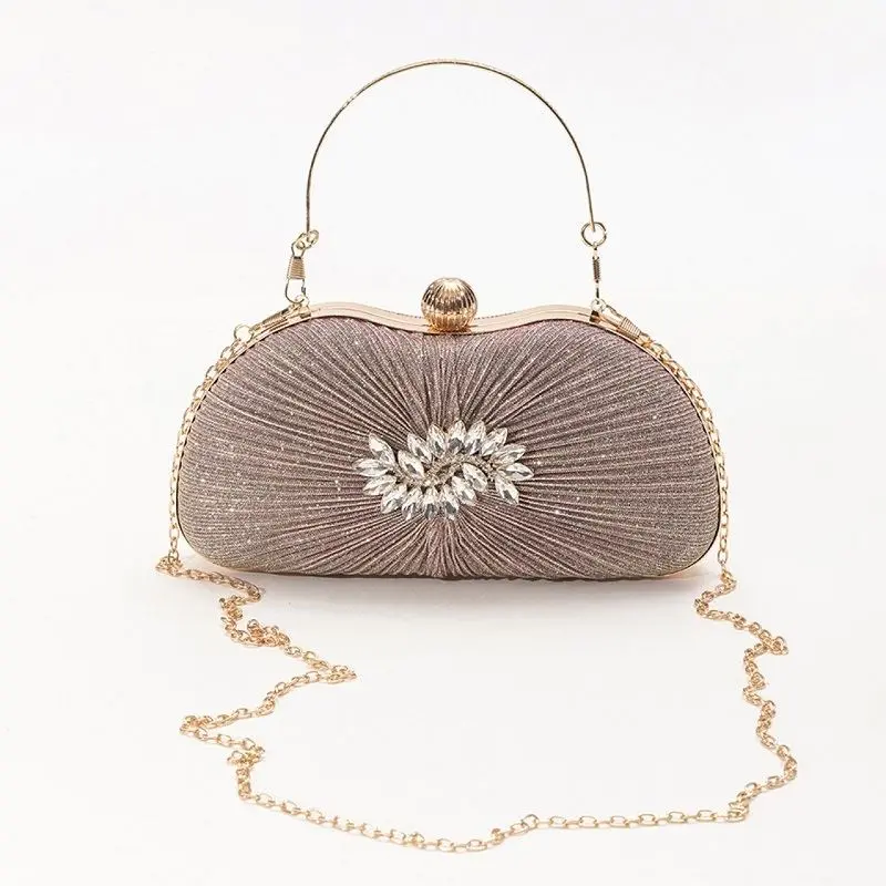 Tas Pesta Kondangan Wanita Import Mewah Kristal Kain Satin Lucu 00136