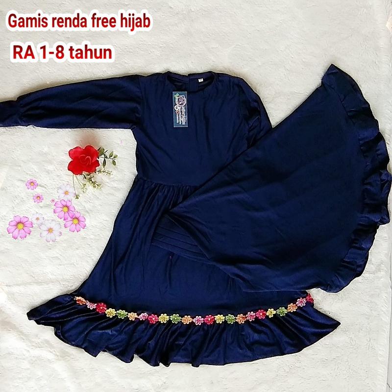 gamis anak  set hijab usia 1-8tahun Navy Muslim 0
