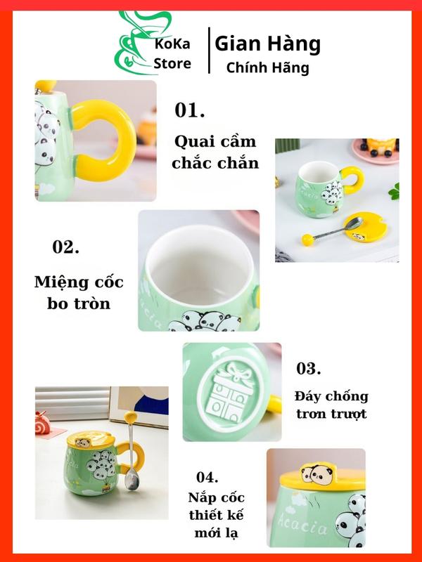Cốc sứ quai chùm bóng, ly uống nước cafe kute dễ thương hài hước, đồ quà tặng sinh nhật người kèm nắp thìa cực chill 5