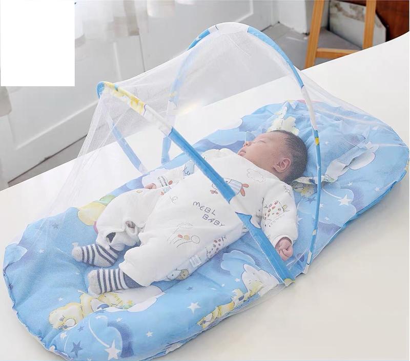 Bộ Đệm Ngủ Chống Muỗi Cho Bé Có Kèm Gối Và Màn Chất Liệu Cotton Dễ Vệ Sinh Phù Hợp Cho Bé Sơ Sinh Đến 2 Tuổi