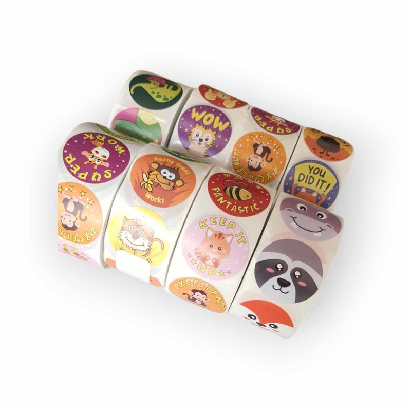 Sticker nhãn dán tròn khen thưởng TRAZ Học sinh tiểu học nhãn dán đầy cảm hứng nhãn dán động vật dễ thương 3