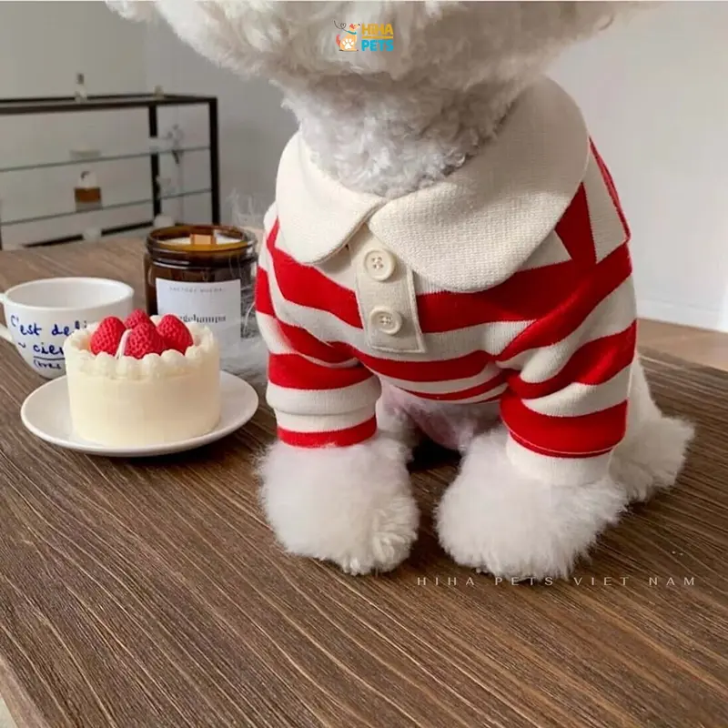 Áo Thun Sọc Cổ Thỏ Cotton Dễ Thương Cho Chó Mèo Mặc Quần Áo Cho Thú Cưng Cao Cấp Hàn Quốc Hiha Pets. 2