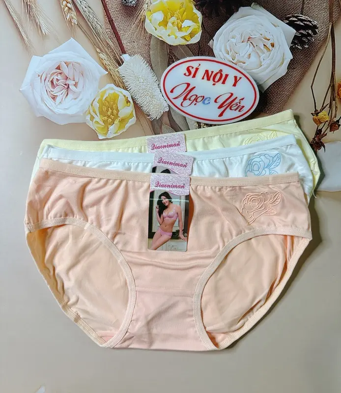 Combo 10 Quần Lót (3265) Cotton In Hoa Hồng Nổi Điệu Đà Nữ Tính (Size 45-55 Kg) Thun Women 5