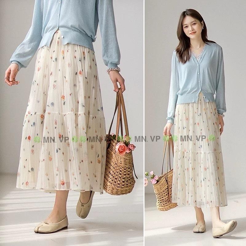 ￼CHÂN VÁY NỮ DÁNG DÀI HOA NHÍ DÁNG BABYDOLL MN2685-Hàng Quảng Châu