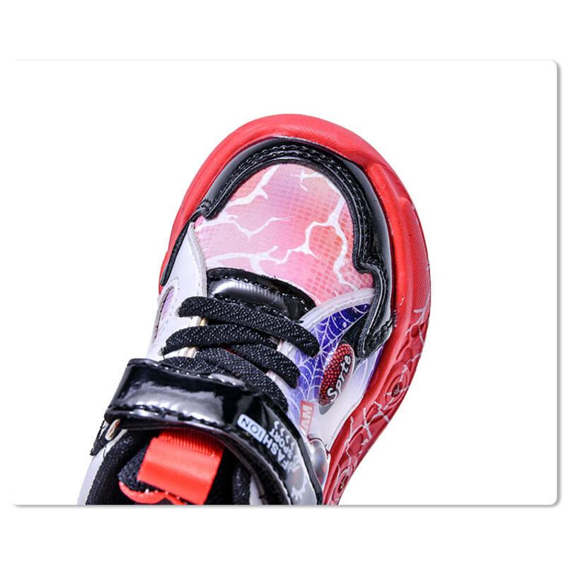 Product Introduction of 2024 Spring Autumn Lights New Children's Leather Spider Man LED Induction Light Boys' Sports and Casual Shoes 9