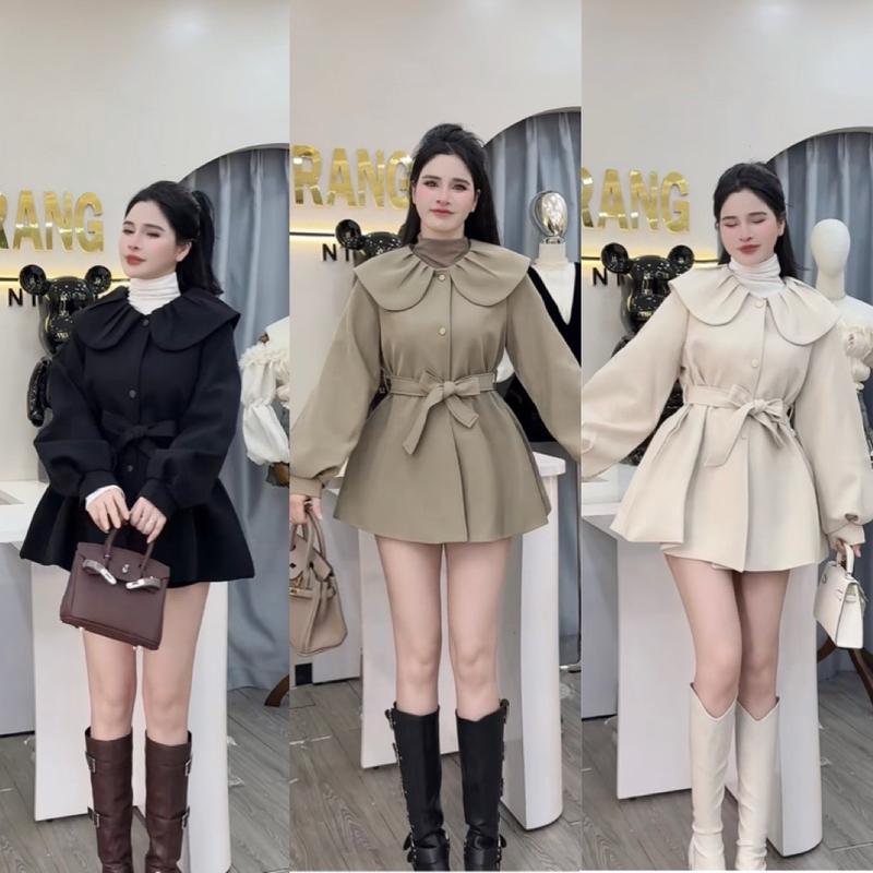 Áo Khoác Kaki Ép Mùng 2 Lớp Cổ Bẻ Thiết Kế Đai Nổi Cực Sang Chảnh Dễ Mix Đồ Dành Cho Nữ by T.LINH STORE 68