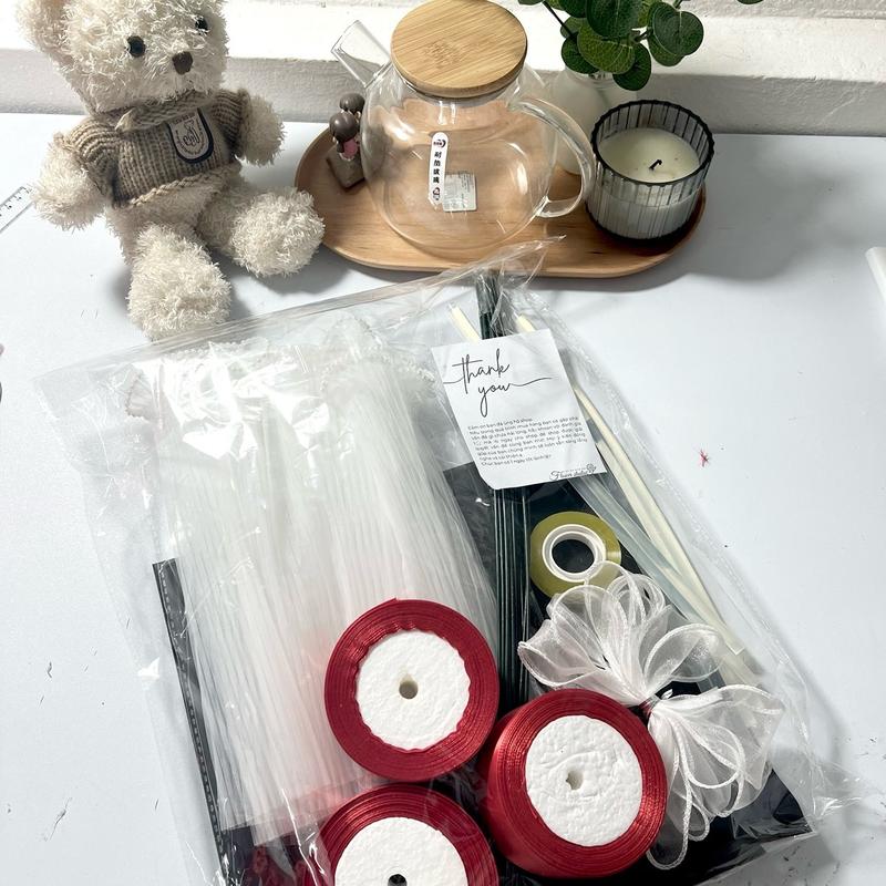 Set 45-50 bông làm hoa ruy băng có voan sóng ngọc trai