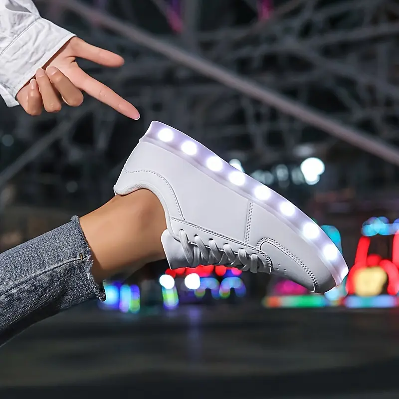 [Rechargeable LED Light Shoes] USB Rechargeable 450mAh LED Light-Up Skateboarding Shoes - Breathable Fabric Inner, Durable TPR Sole, All-Season Casual Sports Footwear 8
