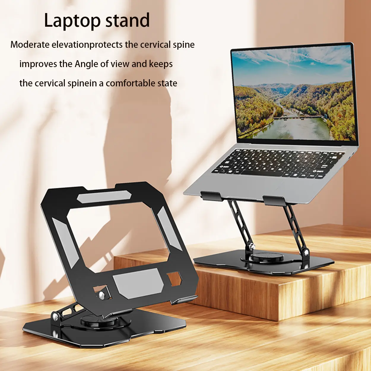 Hỗ trợ máy tính xách tay Giá đỡ bảng Nâng máy tính để bàn bằng kim loại Gấp xoay 360° Kim loại xách tay đứng,Đa chức năng nâng gấp đứng Điêu Chỉnh Độ Cao Dễ Dàng