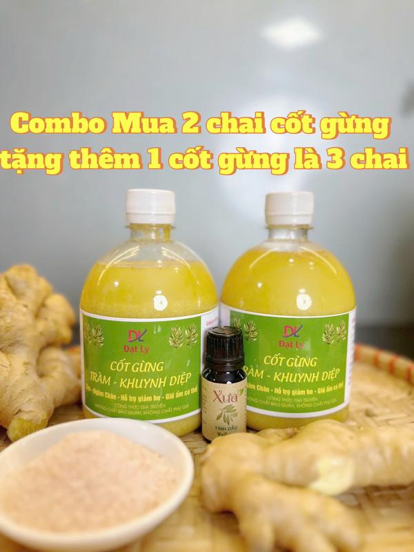 (Deal Hời) Combo 2(Tặng Thêm 1) Chai Cốt Gừng Tràm Khuynh Diệp Đạt Lý 500ml Tặng Thêm 1 Chai Cốt Gừng Là 3 Chai- Pha Tắm, Ngâm Chân, Giữ Ấm Làm Đẹp Da Dưỡng Body Nữ Women