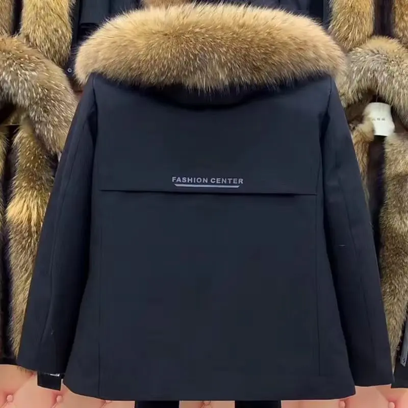 Áo Parka, Dành Cho Nam Giới, Dày Dặn, Có Mũ Trùm Đầu Lông Chồn, Lót Có Thể Tháo Rời Thiết Kế Hình Cáo Và Rắn, Cổ Áo Lông Lớn, Áo Khoác Mùa Đông, Hàng Mới Về