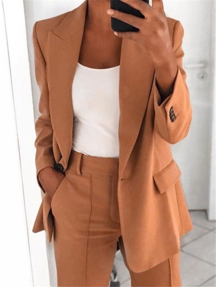Product Introduction of wish 2024 autumn new European and American fashion lapel slim cardigan temperament blazer women Womenswear Coats 3