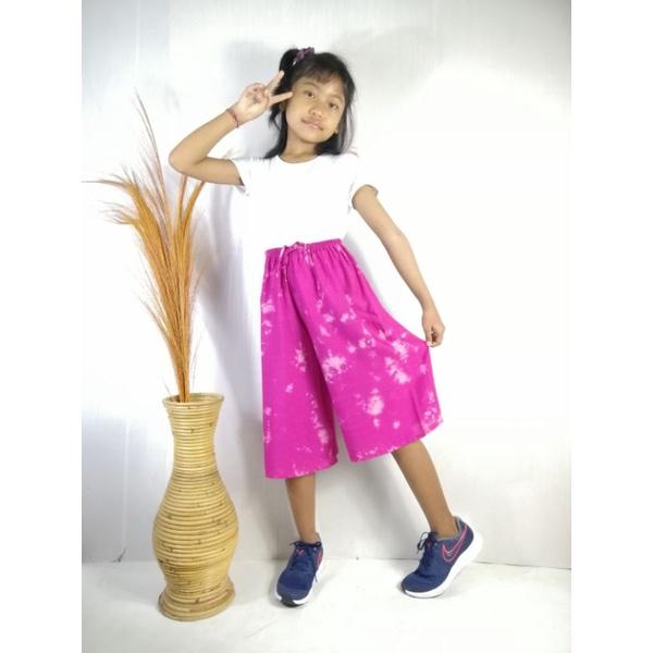 Celana Kulot 7/8 Rayon Tie Dye Anak (5-12 th) Free Scrunchies 3