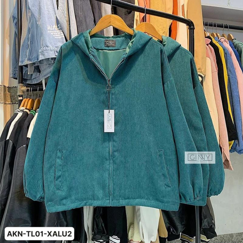 Áo Khoác Nhung Tăm Nữ 2 Lớp Trong Lót Gió Giữ Nhiệt Siêu Nhẹ.Size 40-75kg.V30. Top Jacket Women Đen