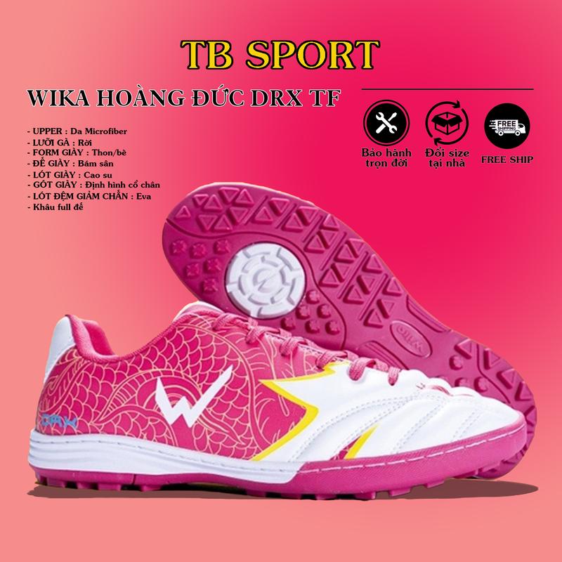 Giày bóng đá WIKA Hoàng Đức DRX TF, da tổng hợp, may full đế, đế trợ lực, đa dạng màu, thuần Việt, độ bền cao, sân mini Cao Su Sneaker Sport