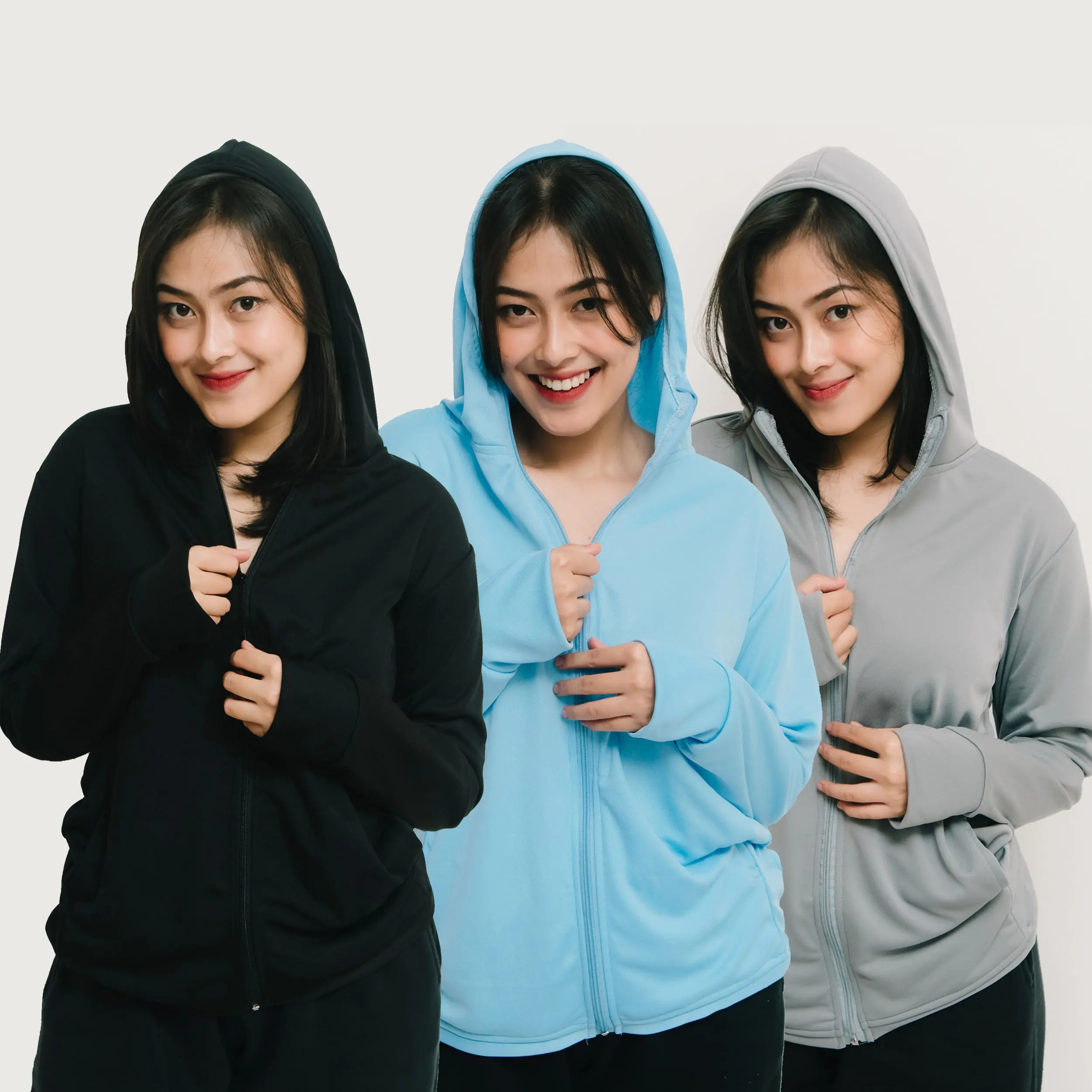 Jaket Olahraga Mesh Hoodie Original Jogging Jaket UV Protection Anti Matahari sport abu