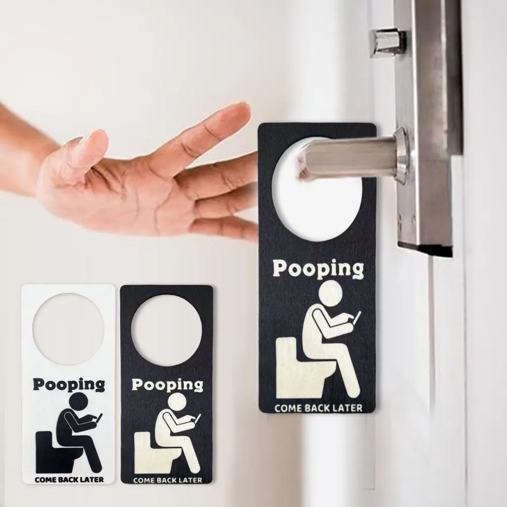 Fankeai Door Knob Sign Wooden Door Hanger Sign Funny Pooping Come Back Later Door Hanger Cute Home Office Decor Novelty Gag Gift