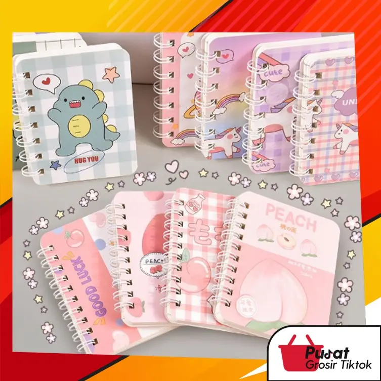 BISA COD B5865 Buku Catatan Kecil Notebook Ring Motif / Notebook Ring Motif Kertas Foto Stationery  Paper Grid Tinta
