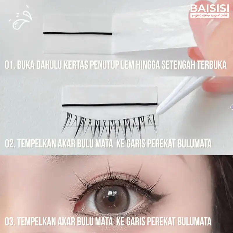 BAISISI Perekat Lem Bulu Mata Panjang J02 6PCS Eyelash Bulumata 3
