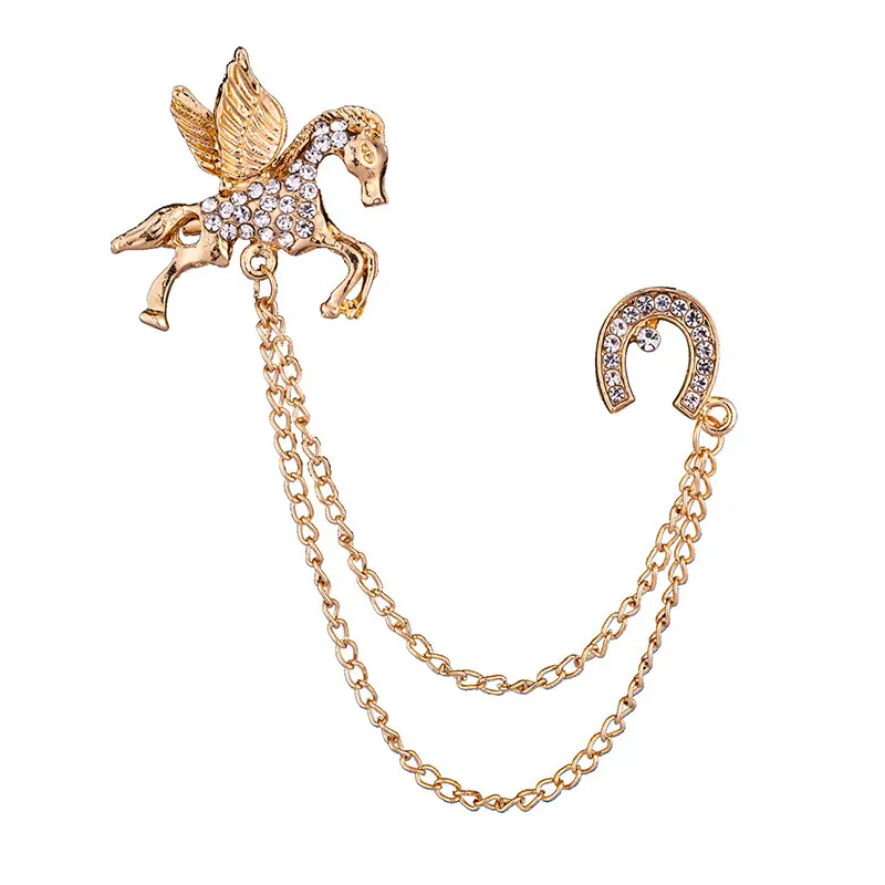 New European and American Vintage Brooch Collar Pin New Wings Pirate Skull Pegasus Collar Chain