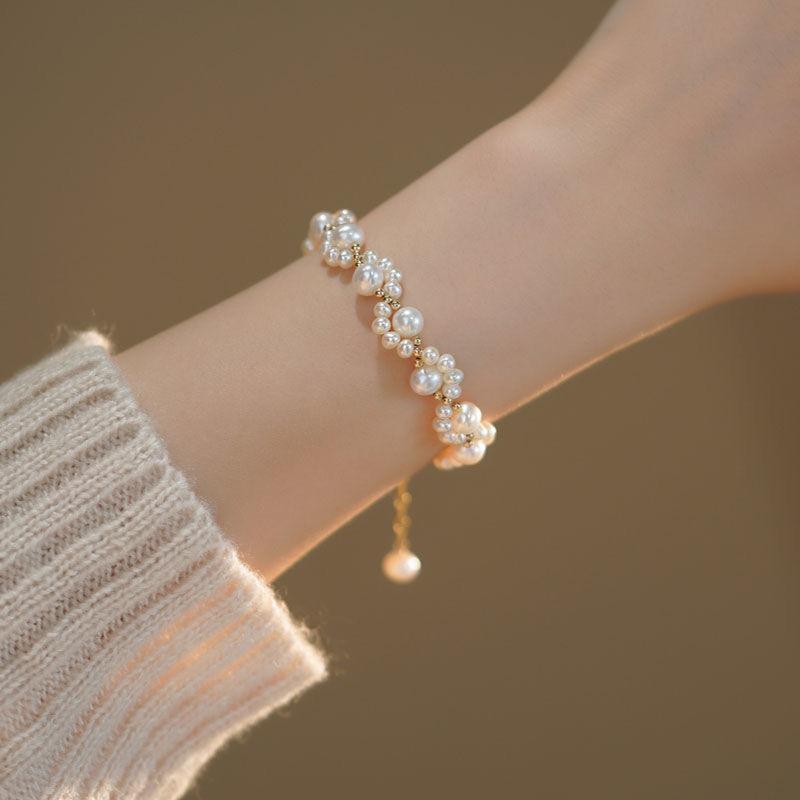 Product Introduction of Women Gold Color French Retro Pearl Bracelet Jewelry Best Gift for Friends Sister 1