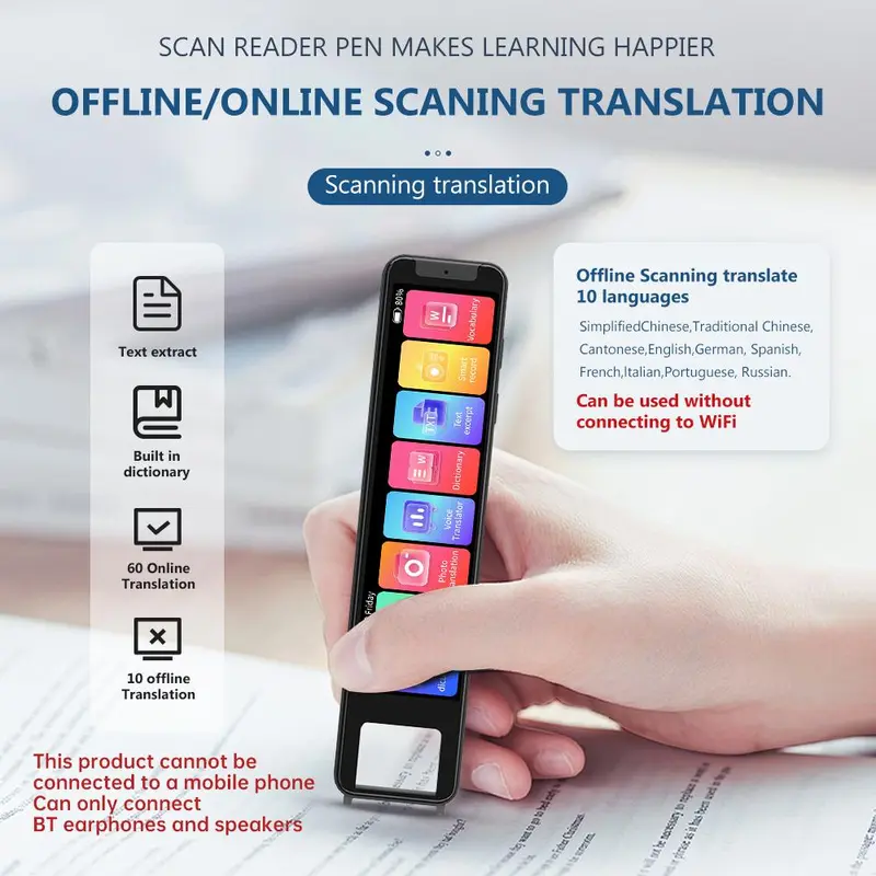 Intelligent Translation Pen, 1 Count Portable Multilingual Translation Pen, Offline Scanning Translation Pen, Voice Conversation Translation Pen, Photo Translation Pen 3