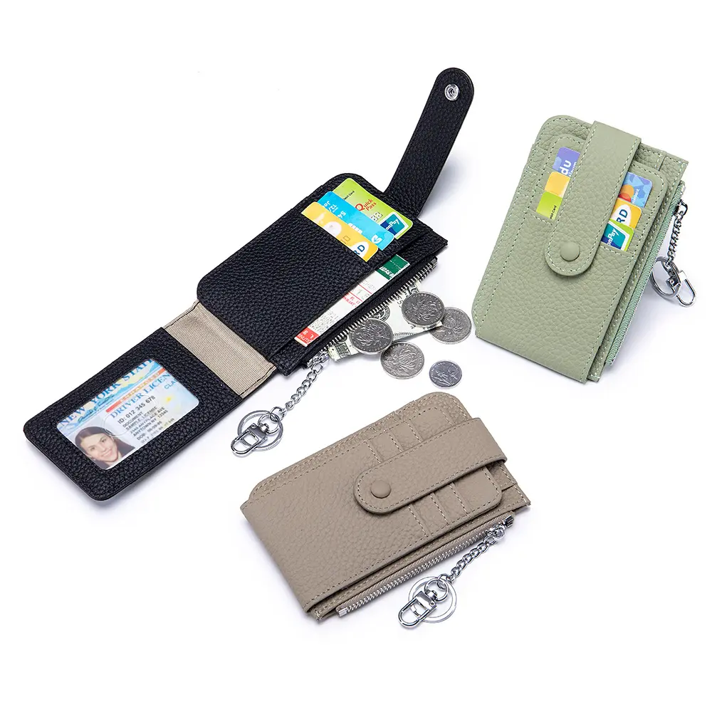 New Women's Short Small Wallet Leather Zipper Special-Interest Design Multi-Card-Slot Card Holder Solid Color Mini Coin Purse Thin
