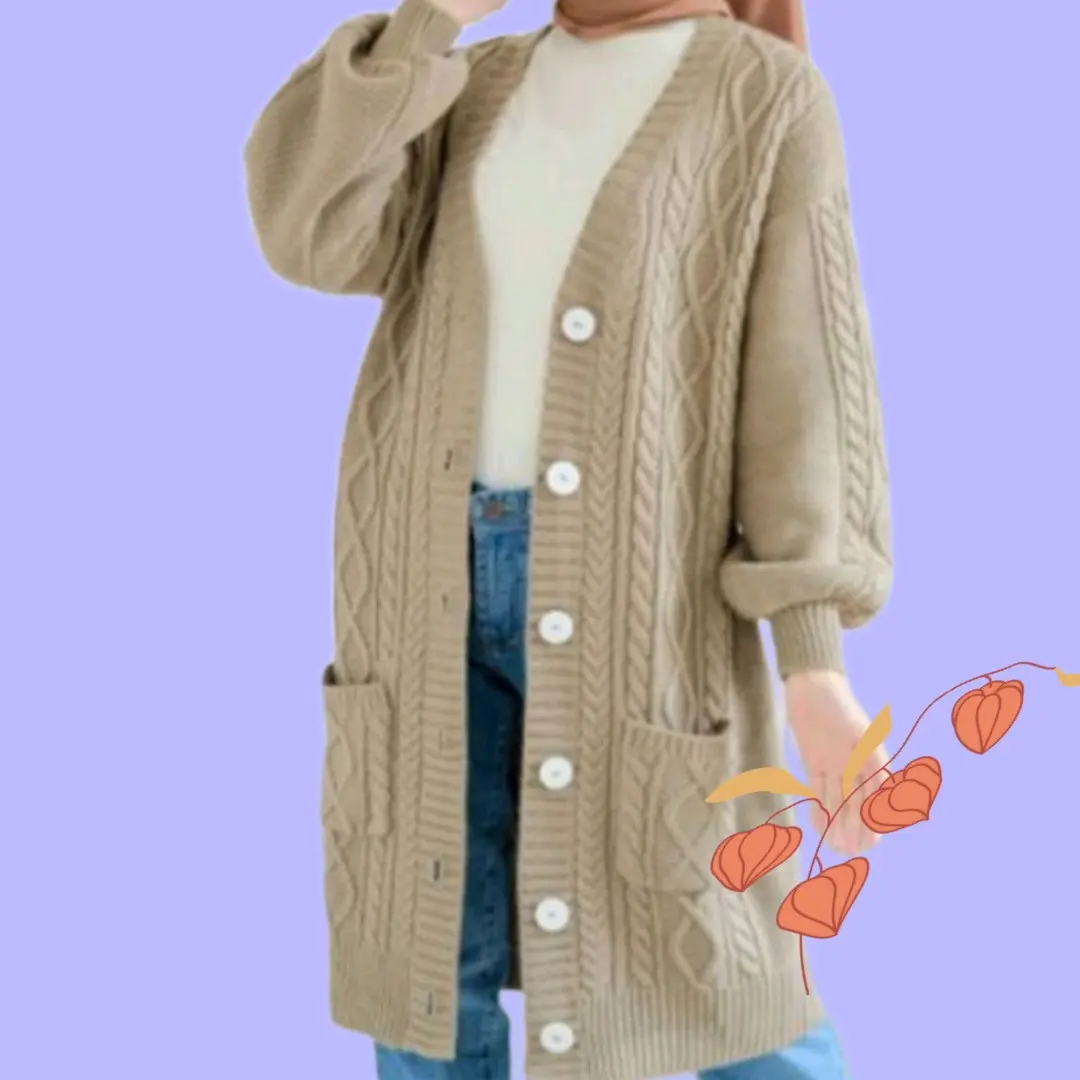 Long cardigan rajut wanita/cardigan panjang
