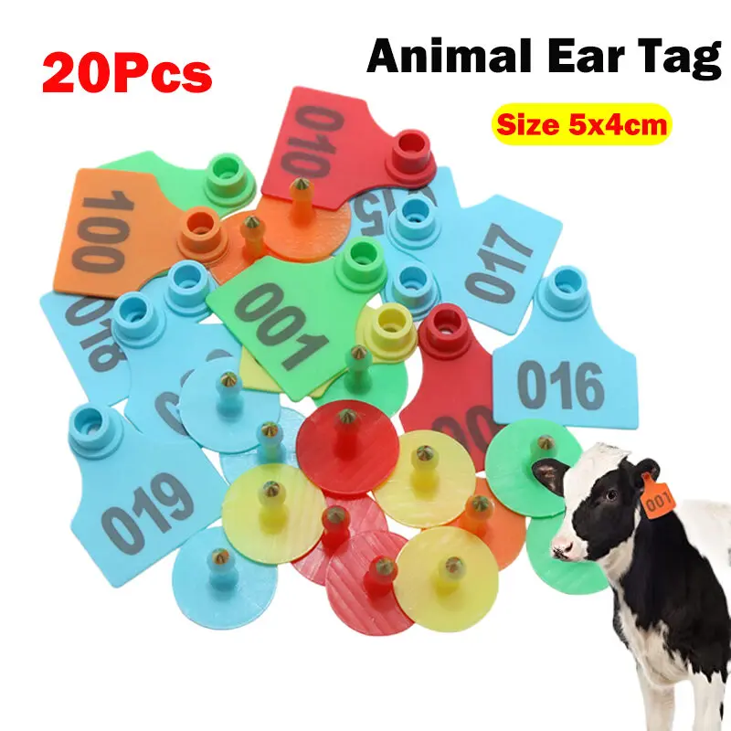 Đánh dấu tai cho lợn, 20 cái, Thẻ tai cho dê, Thẻ tai cho gia súc, Nhãn hiệu ID, cho lợn, cừu và dê, 5x4cm 0