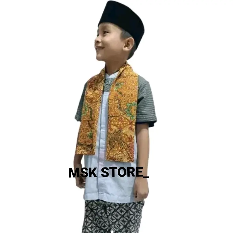 CUKIN BATIK / CUKIN BETAWI BATIK / SLENDANG BATIK / SLENDANG SYAL BATIK / SELEMPANG BETAWI SYAL BATIK COKLAT DAN PUTIH Aksesoris 4