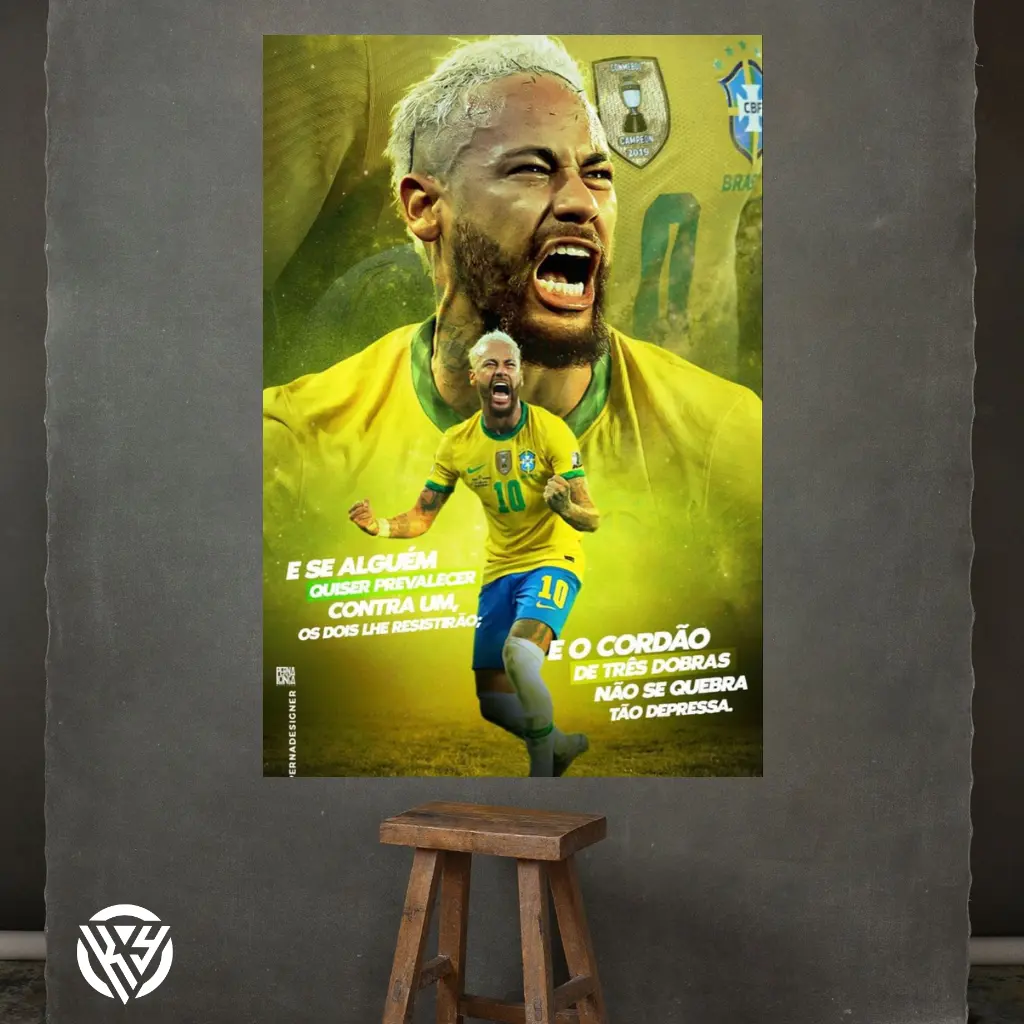 Hiasan Dinding Poster Kayu Club Sepak Bola Neymar jr